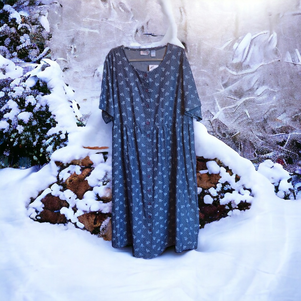 Main Street Blues Cotton House Dress with Pockets New With Tags